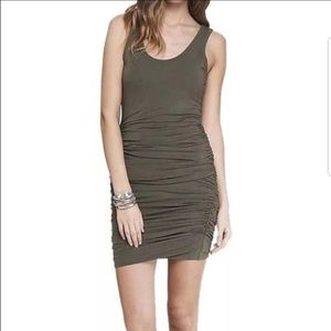 EXPRESS Olive Green Scrunch Mini Tight Dress
